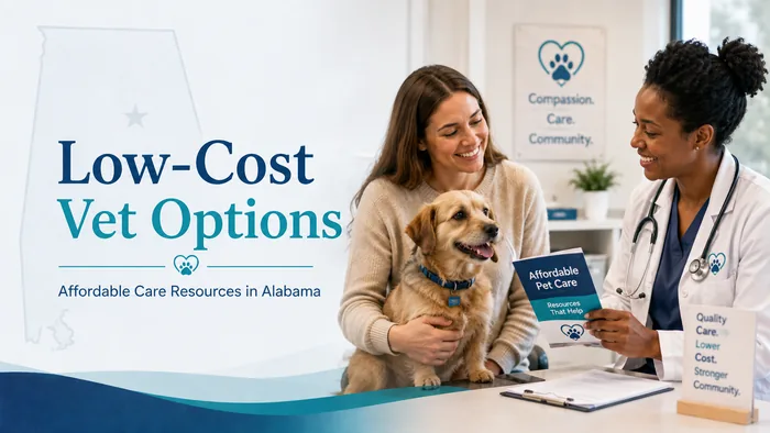 Pet owner discussing veterinary care options and costs